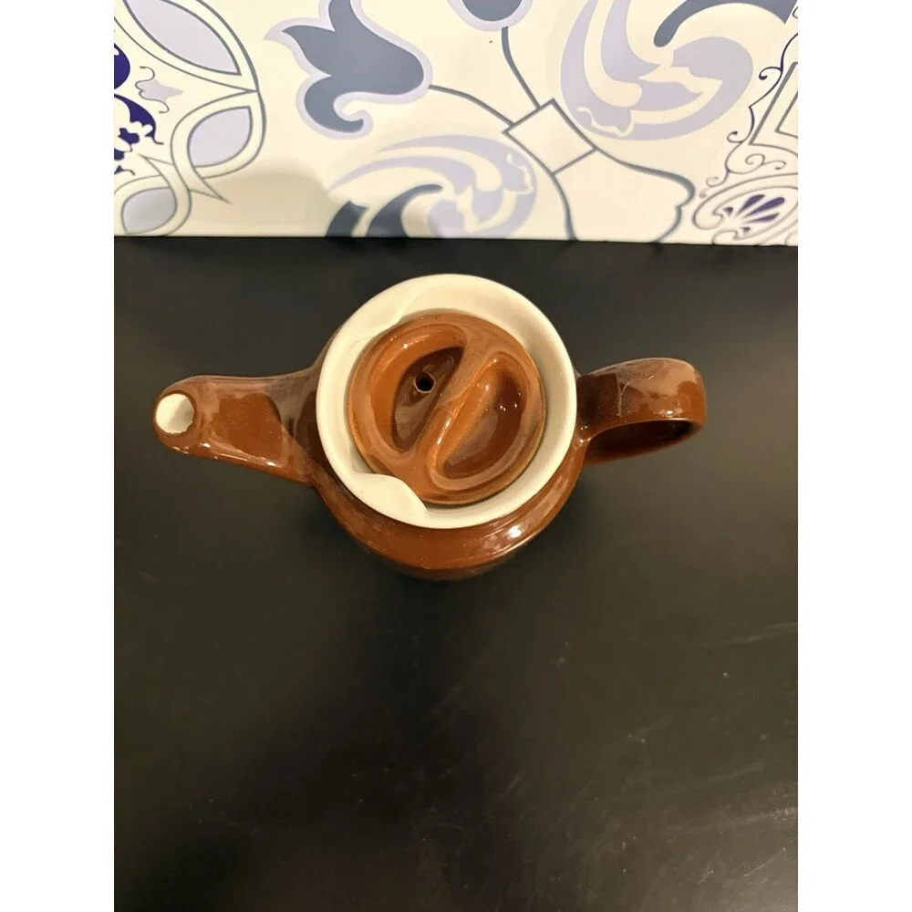 Hall Brown Individual Teapot Mid Century Modern Restaurant Ware Vintage 4”